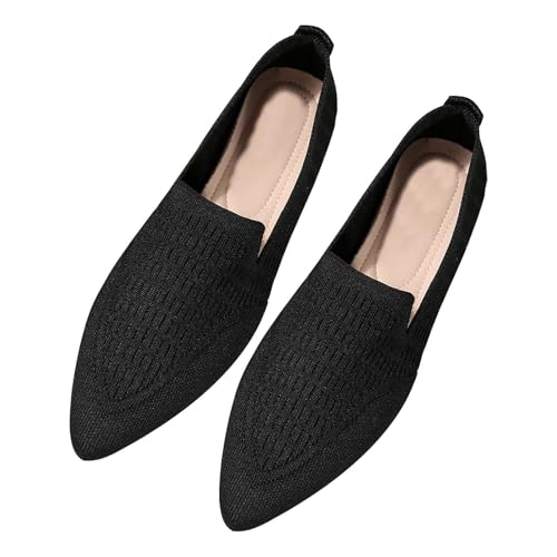 Elegante Ballerinas für Damen, flach, spitz, rutschfeste Sohle, leicht, atmungsaktiv, ohne Schnürsenkel, bequeme Wanderschuhe, Schwarz, 37 EU Elegante Ballerinas für Damen, flach, spitz, rutschfeste Sohle, leicht, atmungsaktiv, ohne Schnürsenkel, bequeme Wanderschuhe, Schwarz, 37 EU von Generic