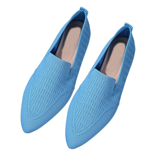 Elegante Ballerinas für Damen, flach, spitz, rutschfeste Sohle, leicht, atmungsaktiv, ohne Schnürsenkel, bequeme Wanderschuhe, blau, 38 EU Elegante Ballerinas für Damen, flach, spitz, rutschfeste Sohle, leicht, atmungsaktiv, ohne Schnürsenkel, bequeme Wanderschuhe, blau, 38 EU von Generic