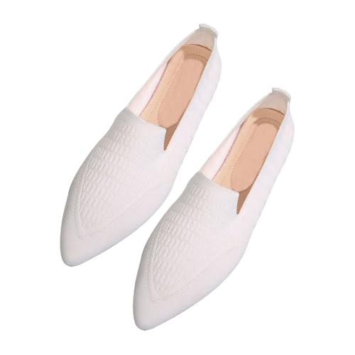 Elegante Ballerinas für Damen, flach, spitz, rutschfeste Sohle, leicht, atmungsaktiv, ohne Schnürsenkel, bequeme Wanderschuhe, weiß, 40 EU Elegante Ballerinas für Damen, flach, spitz, rutschfeste Sohle, leicht, atmungsaktiv, ohne Schnürsenkel, bequeme Wanderschuhe, weiß, 40 EU von Generic