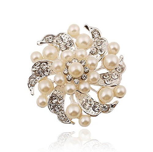 Elegante Blume, Brosche, Strass, Perle, Brosche, Anstecknadel, Schal, Schals, Clip, Schmuck, Geschenke für Frauen, Damen, Mädchen, hochwertig von Generic