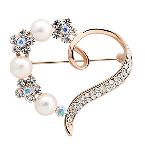 Elegante Brosche mit Herz, Brosche, Schal, Schals, Clip, Pin für Frauen, Mädchen, praktisch und praktisch von Generic