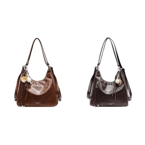 Elegante Damen Handtasche aus PU Leder Vintage Stil Vielseitige Schultertasche for Pendeln und Freizeit von Generic