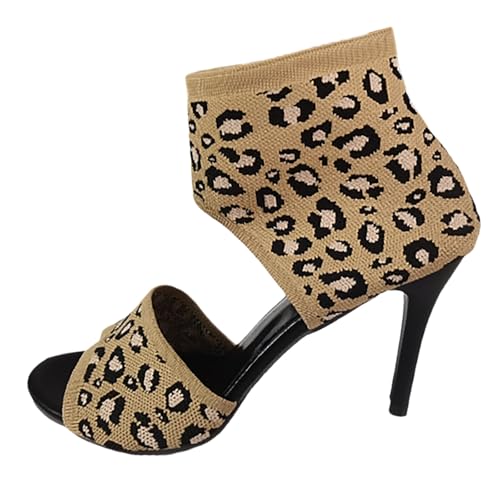 Elegante Damen High Heels atmungsaktivem Stoff mit einfarbigem Design feinem Absatz für große Größen im Fischmaul-Spitzen Stil (Coffee, 37) von Generic