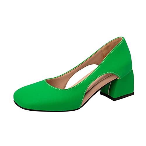 Elegante Damen mit hohen Absätzen quadratische Spitze Bequeme High Heels für stilvolle Frauen modische Büroschuhe (Green, 38) von Generic