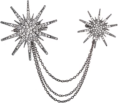Elegante Full Star Quaste Kette Brosche Damen Schneeflocke Corsage Kiefer Schal Schnalle Dekoration, Schwarz von Generic