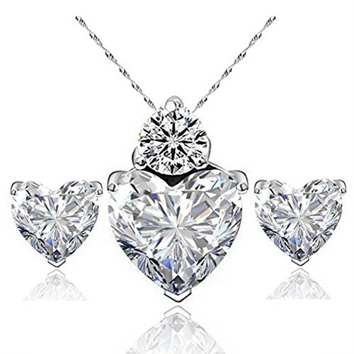 Elegante Halskette + Ohrringe, Kristall-Halskette, für Damen, Schmuck, Halskette mit Anhänger aus Kristall, für Mädchen, Dekoration, langlebig und nützlich von Generic