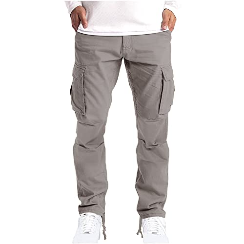 Elegante Hose Herren Laufhose Herren Solid Casual Multiple Pockets Outdoor Straight Type Fitness Cargo Pants Trousers Hippie Hose Herren Cordhose Anzug Hosen Für Männer von Generic