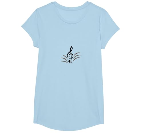 Elegante Notenschlüssel für Melodie-Enthusiasten T-Shirt, Girls, Himmelblau, XS Elegante Notenschlüssel für Melodie-Enthusiasten T-Shirt, Girls, Himmelblau, XS von Generic