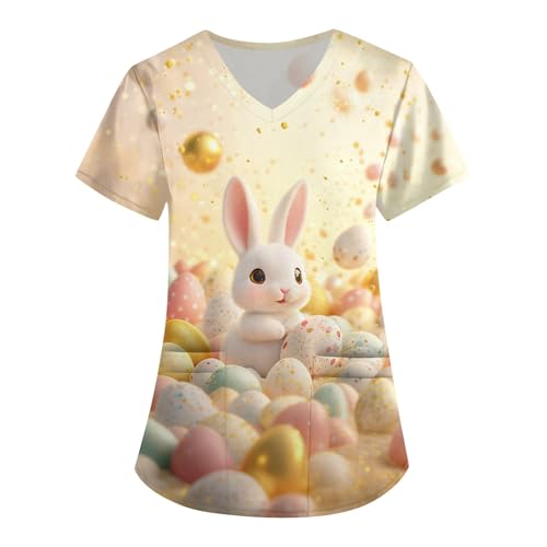 Elegante Oberteile Damen Damen Tshirt Baumwolle V-Neck Süßer Hase Drucken Weiße T Shirts Damen T-Shirt Damen Shirt T-Shirt Schwarz Damen Weißes Tshirt Damen Damen Complexion 5XL von Generic