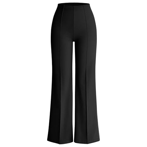 Elegante Schwarze Hose Damen Schlaghose Einfarbig Bootcut Palazzo Hose High Waist Weites Bein Freizeithose Blickdicht Yoga Pants Dehnbar Lässige Homewear Stylische Streetwear Sommerhose von Generic