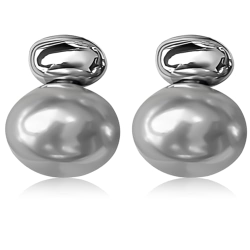 Elegante graue Perlenohrringe, ovale Form, S925 Sterlingsilber, baumelnde Ohrringe für Frauen, für Ehefrau, Mutter, Freundin von Generic