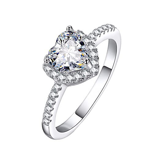 Eleganter Verlobungsring für Hochzeit, Zirkonia, Diamant, Brautschmuck, Muttertag, Verlobungsring, Geschenkringe, hübsche Ringe für Teenager-Mädchen, F, Einheitsgröße von Generic