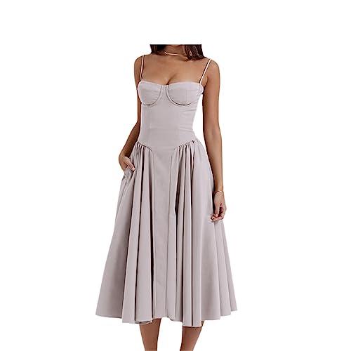 Elegantslim Backless Sling Kleid Frauen Solide Mode Hosenträger Sommerkleider weibliche Party Abend Roben, Hellgrau, S Elegantslim Backless Sling Kleid Frauen Solide Mode Hosenträger Sommerkleider weibliche Party Abend Roben, Hellgrau, S von Generic