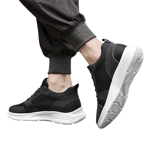 Elevate Sport Schuhe Herren 4 cm - Stylish Sneaker Herren Mesh Leicht Sportschuhe Unsichtbare Heben Slip On Erhöhung Hallenschuhe Outdoor Weicher Laufschuhe Wanderschuhe Laufen Shoes Schwarz/Weiß von Generic