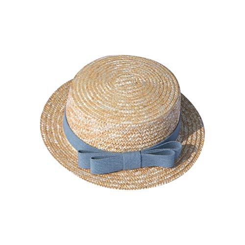 Eltern-Kind Strohhut Für Damen und Baby Mädchen Kinder Flache Krempe Strandhut Mode Strand Sonnenhüte Uv Schutz Upf50 Beach Cap Sommermütze Lady Hüte 56-58cm Kleinkinder Hute 48-52cm von Generic