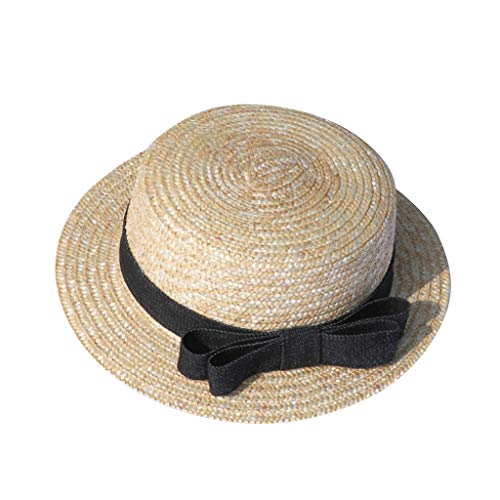 Eltern-Kind Strohhut Für Damen und Baby Mädchen Kinder Flache Krempe Strandhut Mode Strand Sonnenhüte Uv Schutz Upf50 Beach Cap Sommermütze Lady Hüte 56-58cm Kleinkinder Hute 48-52cm von Generic