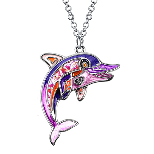 Emaille-Legierung Anime Delfin Halskette Geschenke Anhänger Mode Schmuck Ozean Charms für Frauen Mädchen (Violett) von Generic
