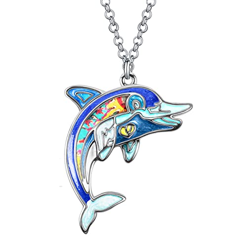 Emaille-Legierung Anime Delfin Halskette Geschenke Anhänger Mode Schmuck Ozean Charms für Frauen Mädchen (Blau) von Generic