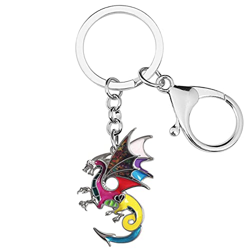 Emaille Legierung Drache Schlüsselanhänger Fantasy Dinosaurier Schmuck für Frauen Mädchen Tasche Brieftasche Charme Geschenk (Multcolor) von Generic