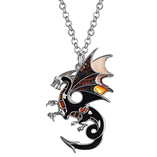 Emaille Legierung Drachen Halskette Fantasy Dinosaurier Anhänger Mode Schmuck für Frauen Mädchen Charme Geschenk von Generic