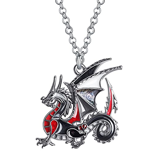 Emaille Legierung Drachen Halskette Fantasy Dinosaurier Anhänger Mode Schmuck für Frauen Mädchen Charme Geschenk von Generic