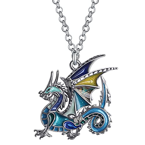 Emaille Legierung Drachen Halskette Fantasy Dinosaurier Anhänger Mode Schmuck für Frauen Mädchen Charme Geschenk (Marine) von Generic