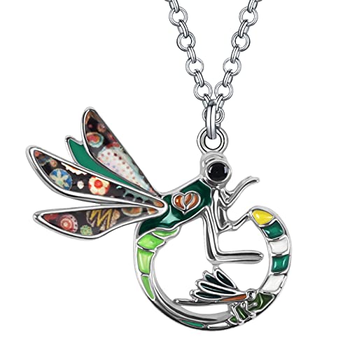 Emaille Legierung Muttertagsgeschenk Doppelte Libelle Halsketten Kette Anhänger Mode Schmuck für Damen Mädchen Insekt Charms (Grün) von Generic
