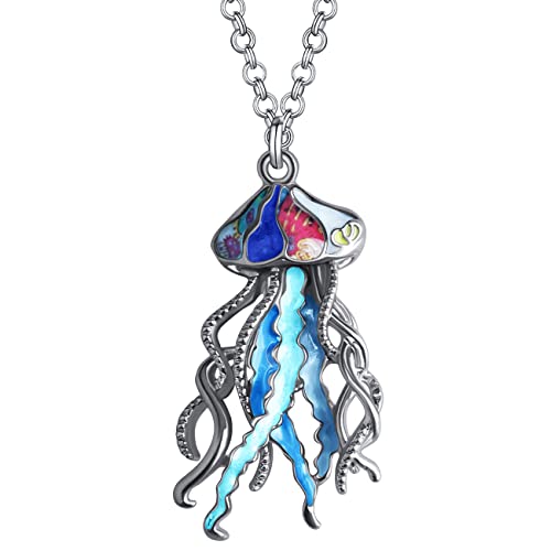 Emaille Legierung Niedliche Qualle Halskette Anhänger Ozean Charms Modeschmuck Geschenke für Frauen Mädchen (Blau) von Generic