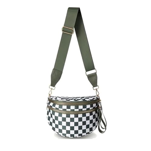 Emmafy Umhängetasche für Damen mit verstellbarem, wasserdichtem Gürtel in Karo-/Uni-Optik (H) von Generic