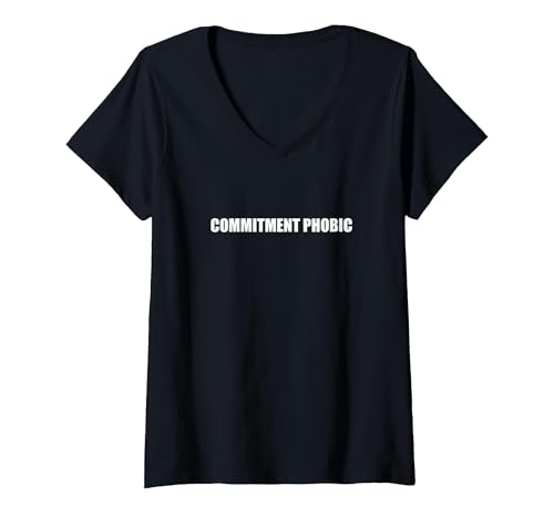Engagement Phobic T-Shirt mit V-Ausschnitt, Damen, Schwarz, L von Generic
