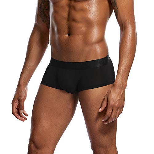 Enge Boxershort Herren Unterhosen Männer Hipster Kurz Retroshorts Baumwolle Trunks Bequem Stretch Herrenunterwäsche Sportunterhosen Schwarz XXL von Generic
