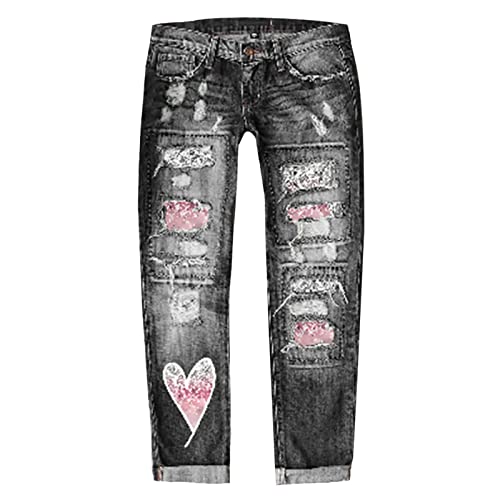 Enge Jeans High Waist KurzGrößen Jeans Damen Graue Jeans Damen High Waist Damen Jeanshosen Damen Jeans Grau Slim Destroyed Jeans Damen Leichte Sommerjeans Damen Blue Jeans Damen Damen Jeans Hellblau von Generic