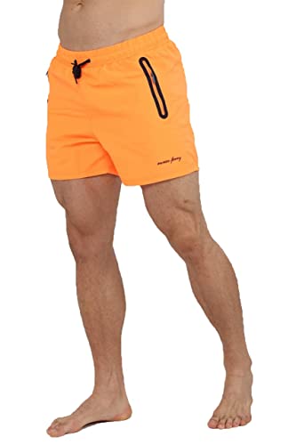 Enrico Ferry Badehose Badeshorts für Herren - Strandshorts Strandhose mit Kordelzug und Reißverschluss-Taschen mit Mesh-Futter (as3, Alpha, 3X_l, Regular, Regular, Orange) von Generic