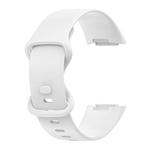 Ersatzbänder kompatibel mit for Charge 5 Bands für Frauen Männer Silikon Fitness Sport Armbänder (White, L) von Generic