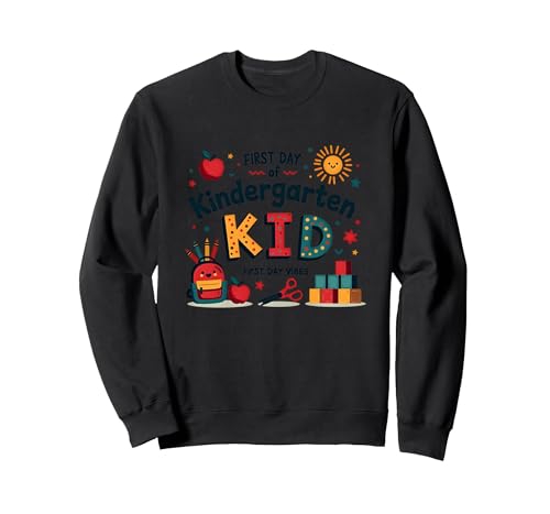 Erste Stimmung am ersten Tag des Kindergartens für Kinder Sweatshirt, Unisex für Erwachsene, Schwarz, L von Generic