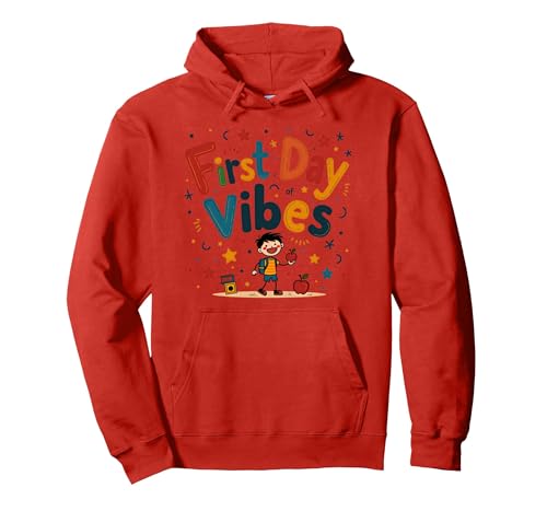 Erste Stimmung am ersten Tag im Kindergarten — Aufregung für Jungen Pullover Hoodie, Unisex für Erwachsene, Rot, XXL von Generic