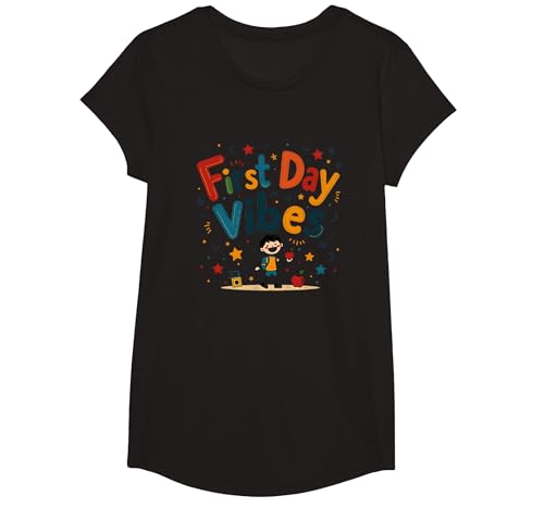 Erste Stimmung am ersten Tag im Kindergarten — Aufregung für Jungen T-Shirt, Girls, Schwarz, S von Generic