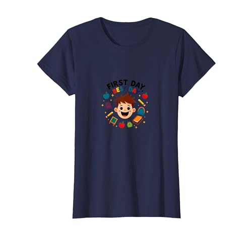 Erster Tag Schulaufregung für Kinder T-Shirt, Damen, Marineblau, XS von Generic