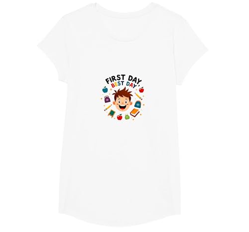 Erster Tag Schulaufregung für Kinder T-Shirt, Girls, Weiß, XS von Generic