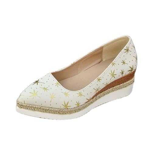 Espadrilles Damen Elegant Mokassins Plateauschuhe Keilabsatz Spitze Geschlossen Leicht Bequem High Heels Mokassins Freizeitschuhe, B weiß., 40 EU Espadrilles Damen Elegant Mokassins Plateauschuhe Keilabsatz Spitze Geschlossen Leicht Bequem High Heels Mokassins Freizeitschuhe, B weiß., 40 EU von Generic