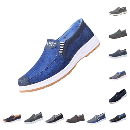 Espadrilles Herren Mesh Slippers, Mokassins Klassische Flache Espadrilles Canvas, Loafer rutschfeste Freizeitschuhe Sohlen Leichter, Lightweight Atmungsaktiv Casual Shoes, Penny Schuhe Schlupfschuhe von Generic