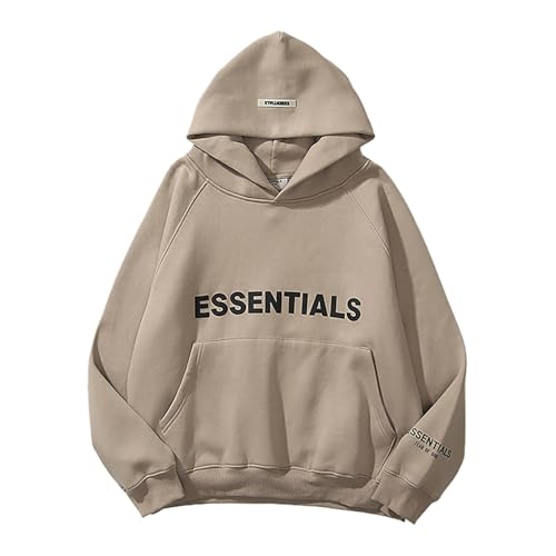 Essentials Hoodie, Doppellinie Geklebte 3D-Buchstaben Mode Hip Hop Paare Pullover Sportbekleidung, Unisex-Fleece-Sweatshirt Mit Kapuze Langarm Street Kapuzenpullover Kapuzenjacke Sweatjacke von Generic