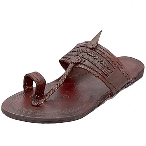 Ethnic Vibes Herren Kolhapuri Leder Chappal Mojari Ethno Indian Khussa Flache Schuhe US 40-11 Antik (mehrfarbig), mehrfarbig, 42 EU von Generic