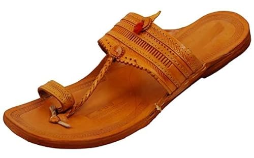 Ethnic Vibes Herren Kolhapuri Leder Chappal Mojari Ethno Indian Khussa Flache Schuhe US 40-11 Antik (mehrfarbig), mehrfarbig, 42 EU von Generic