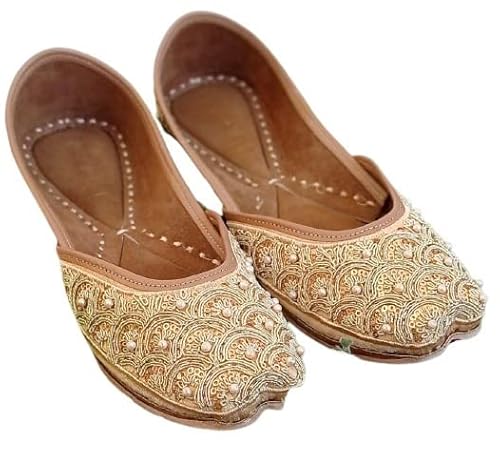 EthnicVibes Damen-Bauch, Leder, modisch, Punjabi, Jutti, indisch, Hochzeit, Festival, Party, Kundan, Arbeit, Mojari, US-Größe 39-45, Design C, 37 EU von Generic