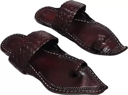 EthnicVibes Herren Kolhapuri Leder Chappal Mojari Ethnische indische Jutti Flache Sandalen US Größe 7-12 HT102, Ht 102, 41 EU von Generic