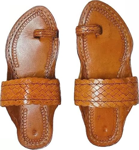 EthnicVibes Herren Kolhapuri Leder Chappal Mojari Ethnische indische Jutti Flache Sandalen US Größe 7-12 HT102, Ht 105, 44.5 EU von Generic
