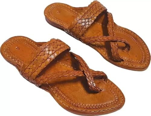 EthnicVibes Herren Kolhapuri Leder Chappal Mojari Ethnische indische Jutti Flache Sandalen US Größe 7-12 HT102, Ht 109, 44.5 EU von Generic
