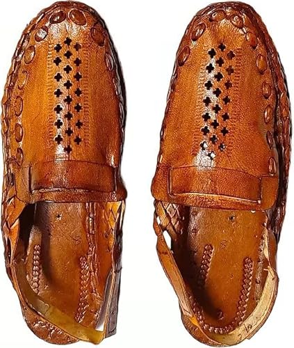 EthnicVibes Herren Kolhapuri Leder Chappal Mojari Ethnische indische Jutti Flache Sandalen US Größe 7-12 HT114, Ht 114, 43 EU EthnicVibes Herren Kolhapuri Leder Chappal Mojari Ethnische indische Jutti Flache Sandalen US Größe 7-12 HT114, Ht 114, 43 EU von Generic