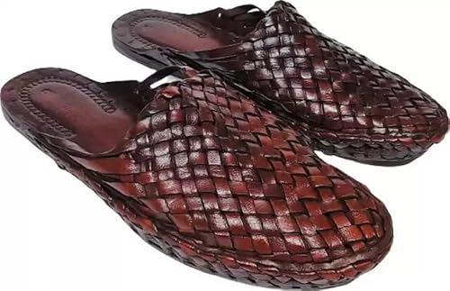 EthnicVibes Herren-Schuhe, handgefertigt, Kolhapuri, weiches Leder, flach, chappal, ethnisch, Jutti, Größe 40-47, HT70, 41 EU von Generic